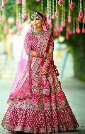 Bride in pink lehenga