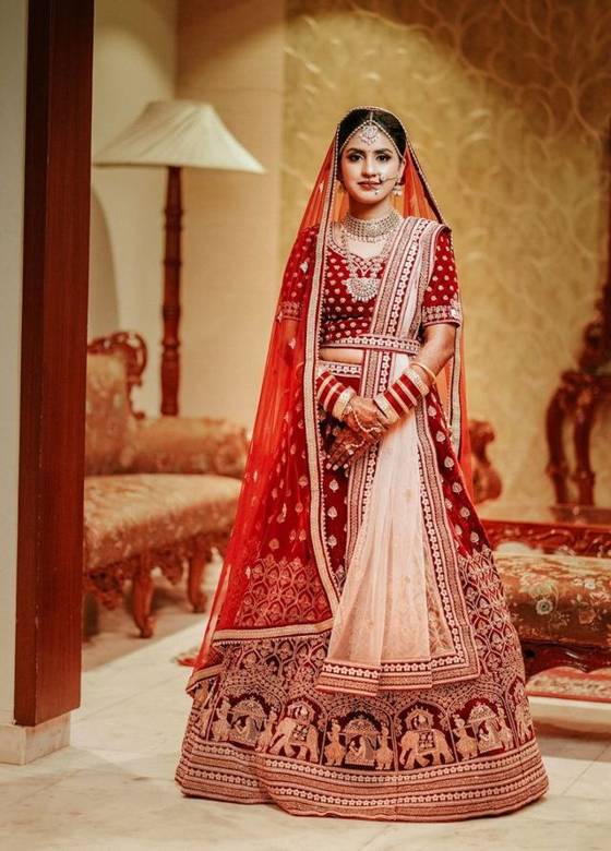 Bride in red lehenga